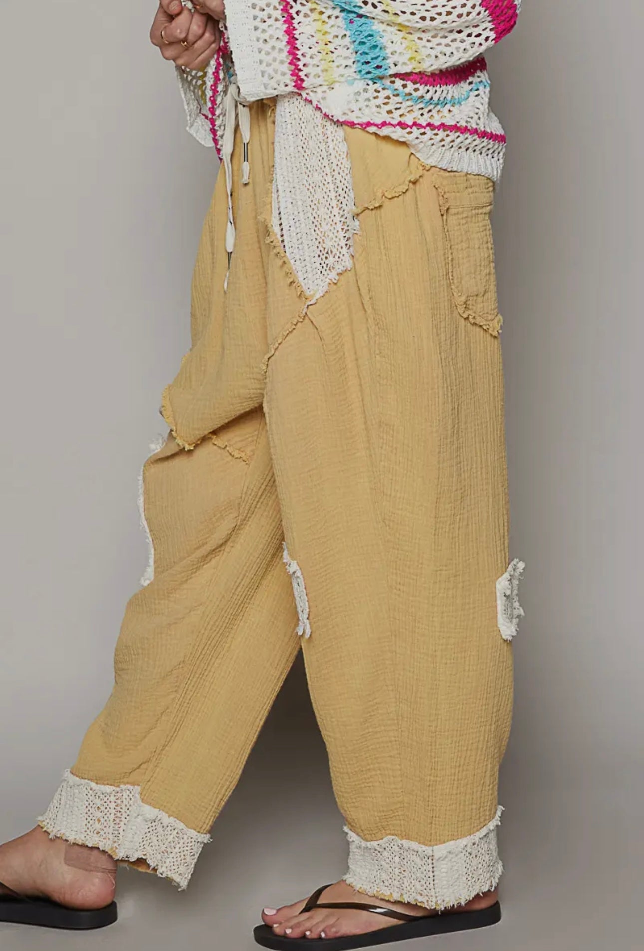 Distressed Cotton Pants