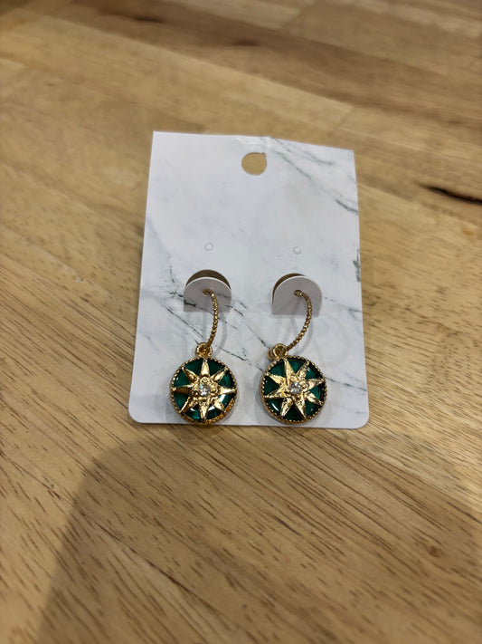 Star Drop Earring Green