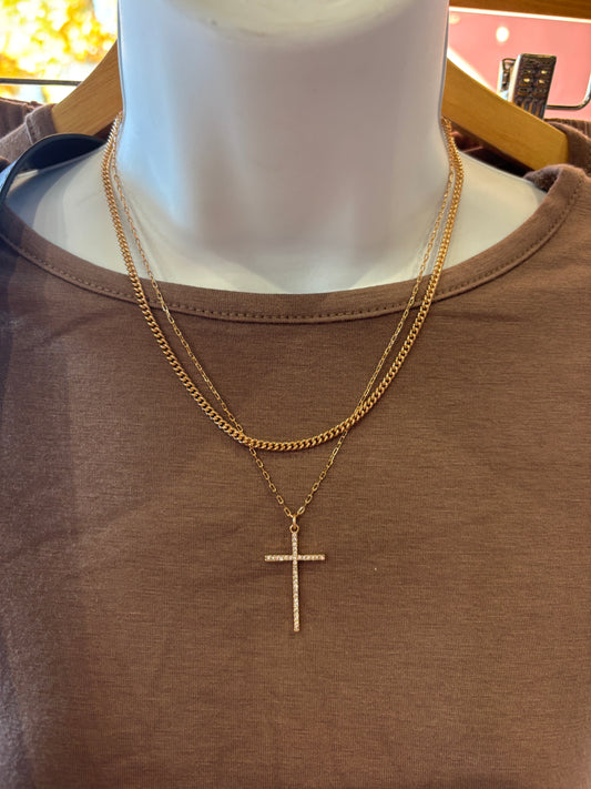 Layered Cross Necklace